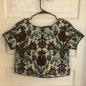 Topshop Tapestry Woven Crop Top